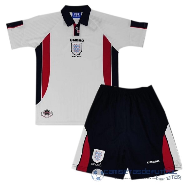 Casa Conjunto De Niños Inglaterra Retro Equipación 1998 Blanco