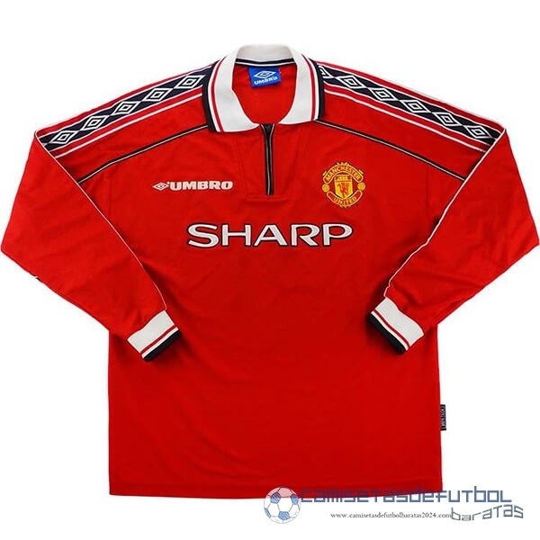 Casa Manga Larga Manchester United Retro Equipación 1998 1999 Rojo