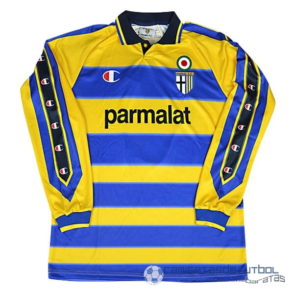 Casa Manga Larga Parma Retro Equipación 1999 2000 Azul Amarillo