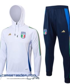 Conjunto Completo Chaqueta Con Capucha Niños Italia Equipación 2024 Blanco