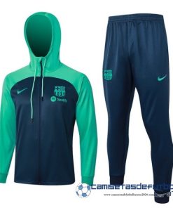 Conjunto Completo Chaqueta Con Capucha Niños Barcelona Equipación 2023 2024 Verde I Azul