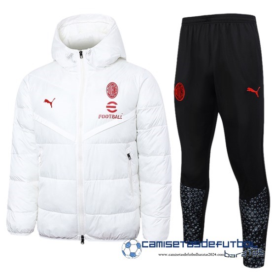 Conjunto Completo Chaqueta De Algodon AC Milan Equipación 2023 2024 Blanco Negro