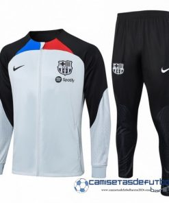 Conjunto Completo Ropa Deportiva Con Cremallera Larga Niños Barcelona Equipación 2023 2024 Gris Negro