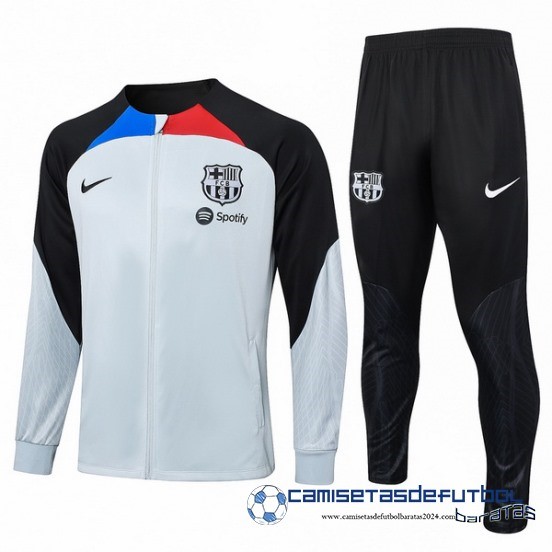 Conjunto Completo Ropa Deportiva Con Cremallera Larga Niños Barcelona Equipación 2023 2024 Gris Negro