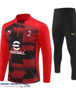 Conjunto Completo Sudadera Entrenamiento Niños AC Milan Equipación 2024 2025 Rojo Negro