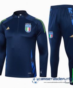 Conjunto Completo Sudadera Entrenamiento Niños Italia Equipación 2024 Azul Marino