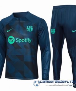 Conjunto Completo Sudadera Entrenamiento Niños Barcelona Equipación 2023 2024 Azul Marino Verde