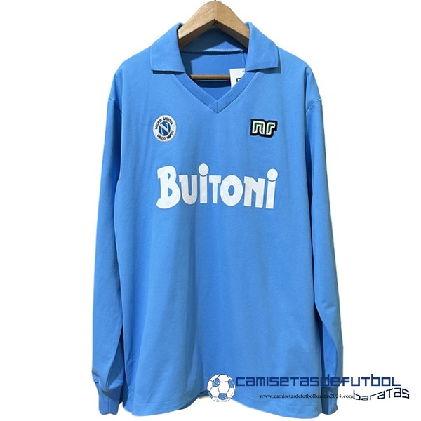 Ennerre Casa Manga Larga Napoli Retro Equipación 1986 1987 Azul