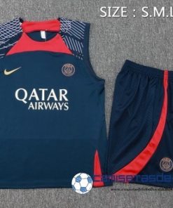 Entrenamiento Sin Mangas Conjunto Completo Paris Saint Germain Equipación 2023 2024 Azul Rojo Purpura 3