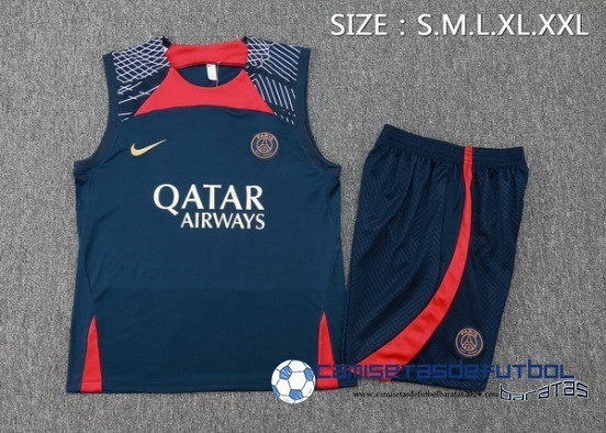 Entrenamiento Sin Mangas Conjunto Completo Paris Saint Germain Equipación 2023 2024 Azul Rojo Purpura 3