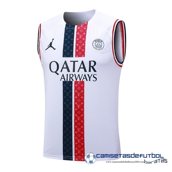 Jordan Entrenamiento Sin Mangas Paris Saint Germain Equipación 2023 2024 Blanco Rojo Azul