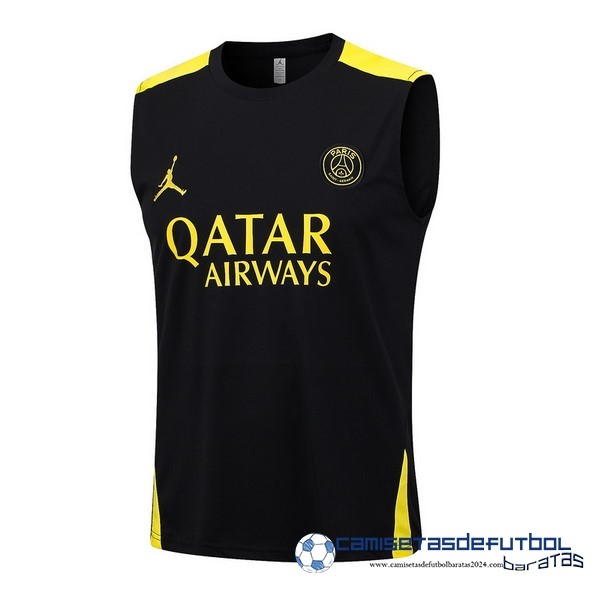 Jordan Entrenamiento Sin Mangas Paris Saint Germain Equipación 2023 2024 Negro Amarillo