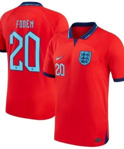 NO.20 Foden Segunda Camiseta Inglaterra 2022 Rojo