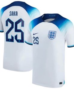NO.25 Saka Casa Camiseta Inglaterra 2022 Blanco