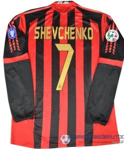 NO.7 Shevchenko Casa Manga Larga AC Milan Retro Equipación 2005 2006 Rojo