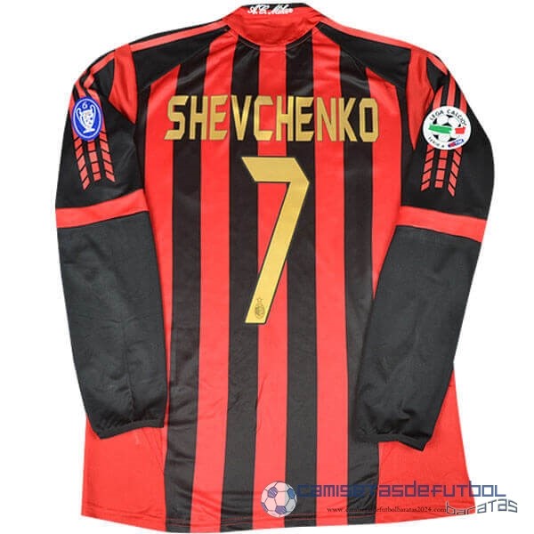 NO.7 Shevchenko Casa Manga Larga AC Milan Retro Equipación 2005 2006 Rojo