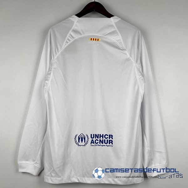 Nike Tailandia Segunda Camiseta Manga Larga Barcelona Equipación 2023 2024 Blanco - Image 2
