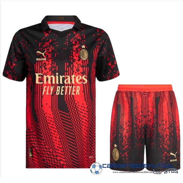 PUMA Cuarta Conjunto De Niños AC Milan 2022 Equipación 2023 Rojo