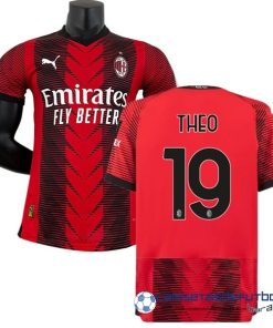 PUMA NO.19 Theo Tailandia Casa Jugadores Camiseta AC Milan  Equipación 2023 2024 Rojo