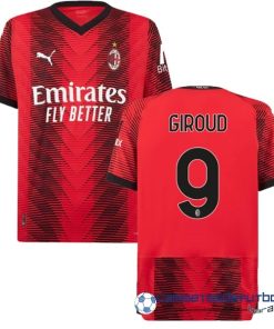 PUMA NO.9 Giroud Tailandia Casa Camiseta AC Milan  Equipación 2023 2024 Rojo
