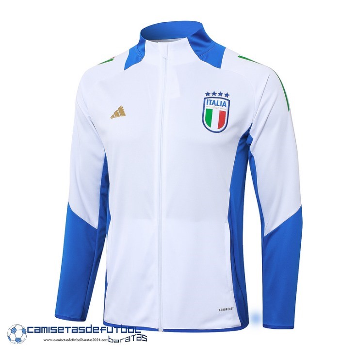 Ropa Deportiva Con Cremallera Larga Italia Equipación 2024 Blanco Azul