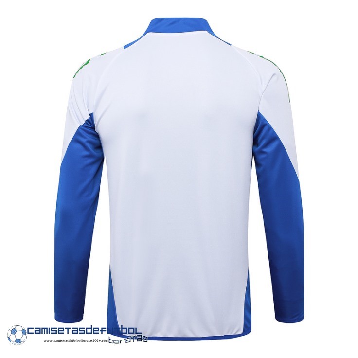 Ropa Deportiva Con Cremallera Larga Italia Equipación 2024 Blanco Azul - Image 2