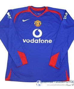 Segunda Camiseta Manga Larga Manchester United Retro Equipación 2005 2006 Azul