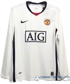 Segunda Camiseta Manga Larga Manchester United Retro Equipación 2008 2009 Blanco