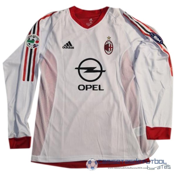 Segunda Manga Larga AC Milan Retro Equipación 2002 2003 Blanco