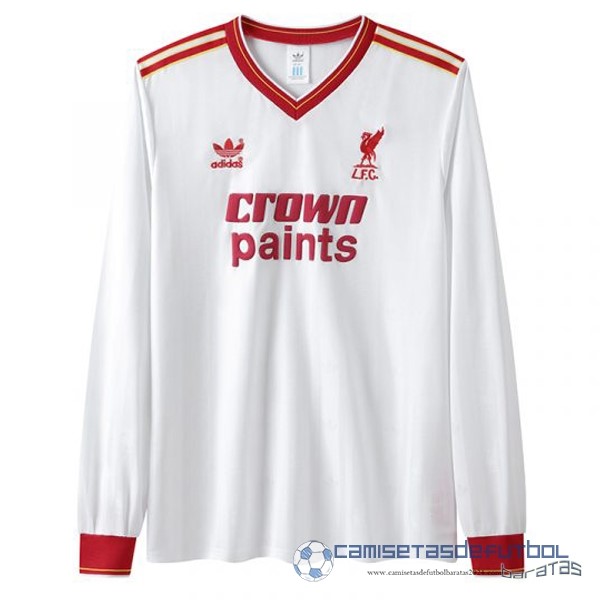 Segunda Manga Larga Liverpool Retro Equipación 1985 1986 Blanco