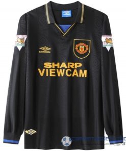 Segunda Manga Larga Manchester United Retro Equipación 1992 1994 Verde Negro