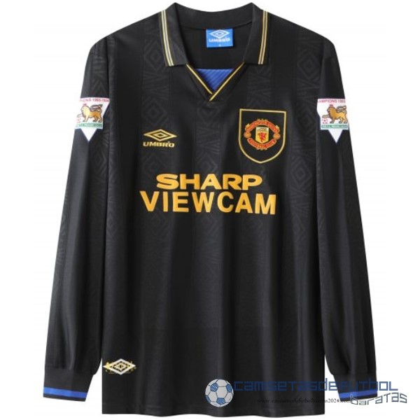 Segunda Manga Larga Manchester United Retro Equipación 1992 1994 Verde Negro