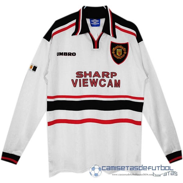 Segunda Manga Larga Manchester United Retro Equipación 1998 1999 Blanco