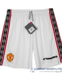 Segunda Pantalones Manchester United Retro Equipación 1998 1999 Blanco