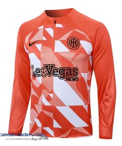 Sudadera Entrenamiento Inter Milan Equipación 2024 2025 Naranja Blanco