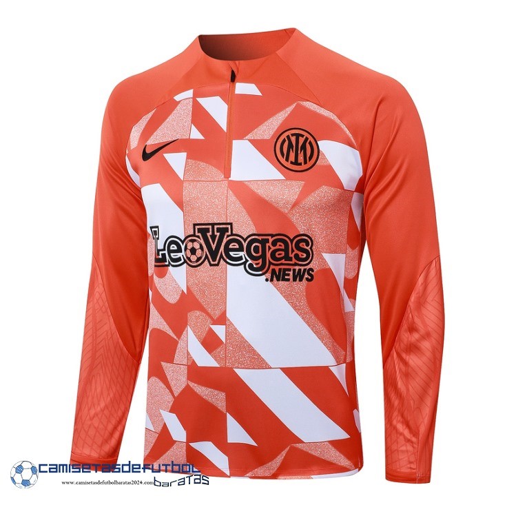 Sudadera Entrenamiento Inter Milan Equipación 2024 2025 Naranja Blanco