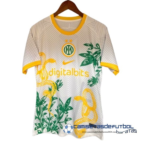 Tailandia Especial Camiseta Inter Milán Equipación 2024 2025 Blanco Amarillo