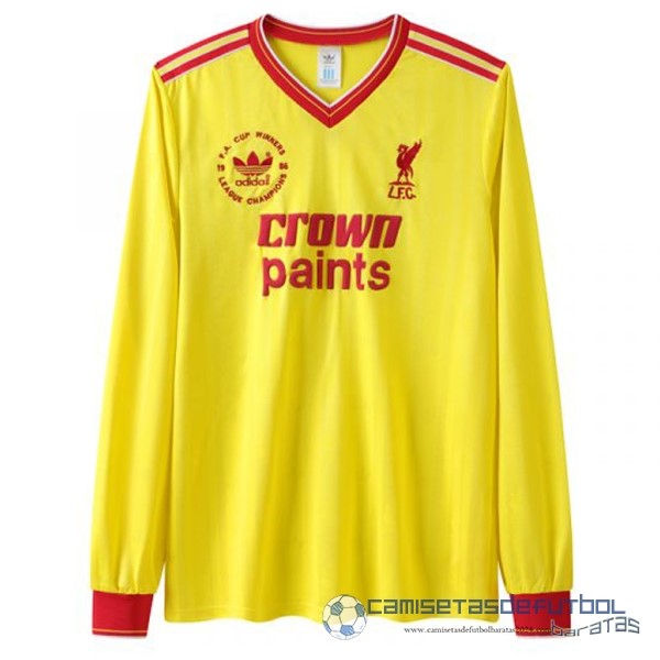 Tercera Manga Larga Liverpool Retro Equipación 1985 1986 Amarillo