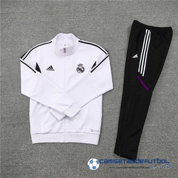 adidas Conjunto Completo Ropa Deportiva Con Cremallera Larga Real Madrid 2022  Equipación 2023 Blanco Negro - Image 2