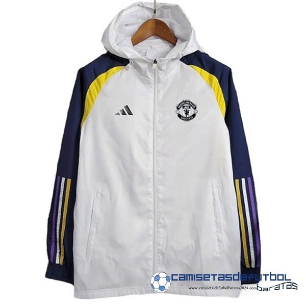 adidas Rompevientos Manchester United Equipación 2023 2024 Blanco Azul Amarillo