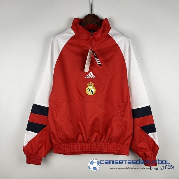 adidas Rompevientos Real Madrid Equipación 2023 2024 Rojo Blanco Negro