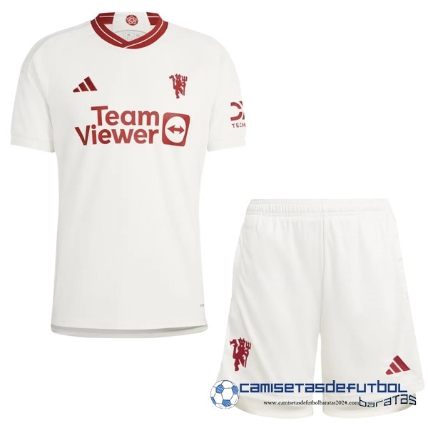 adidas Tercera Conjunto De Hombre Manchester United  Equipación 2023 2024 Blanco